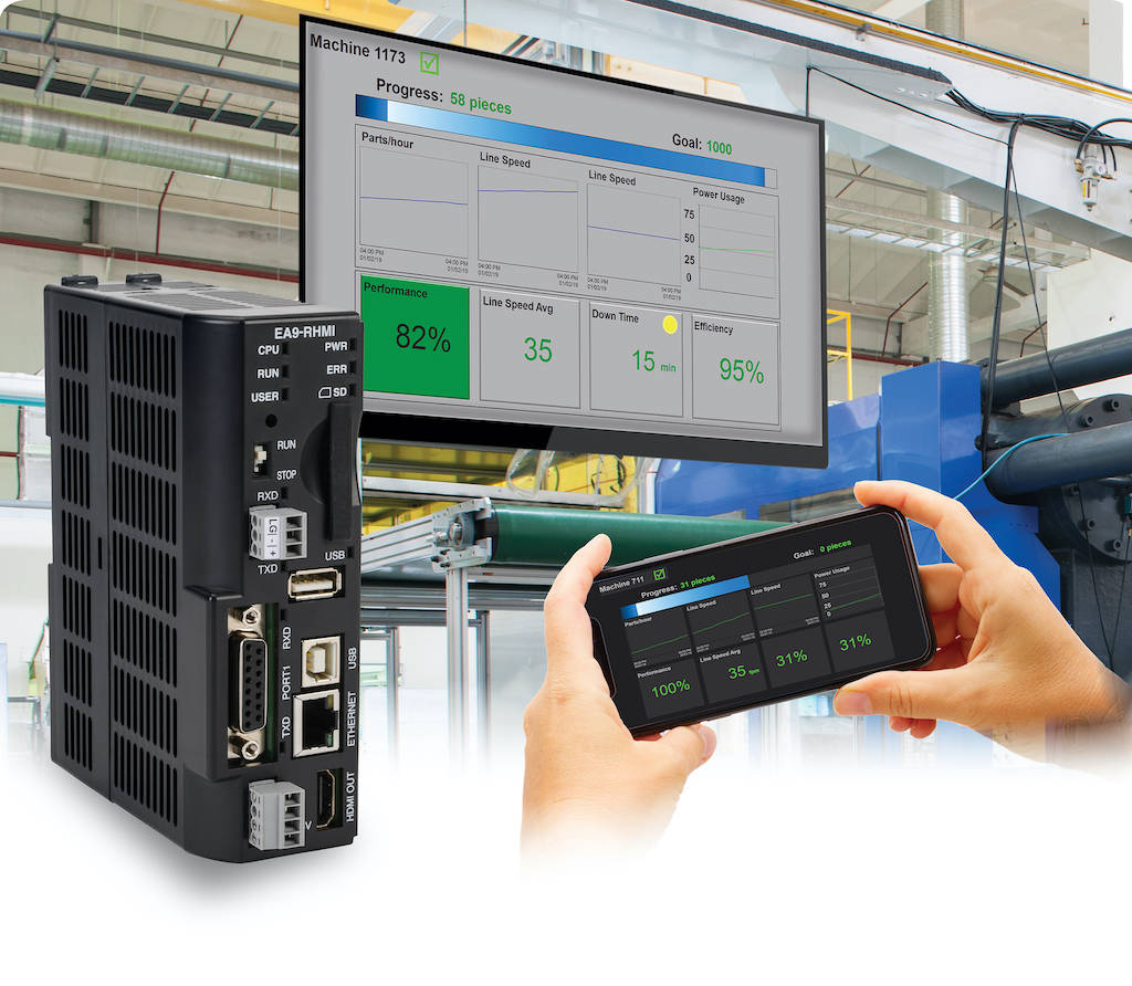 Figure 1: HMI devices with or without local displays, such as the AutomationDirect C-more EA9 series headless HMI can serve data and display information to mobile devices. Courtesy: AutomationDirect